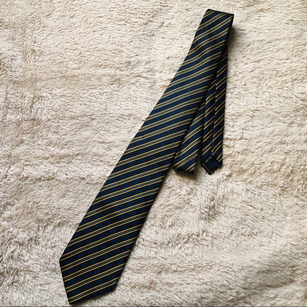 Paolo Davide Navy and Mustard Striped Tie